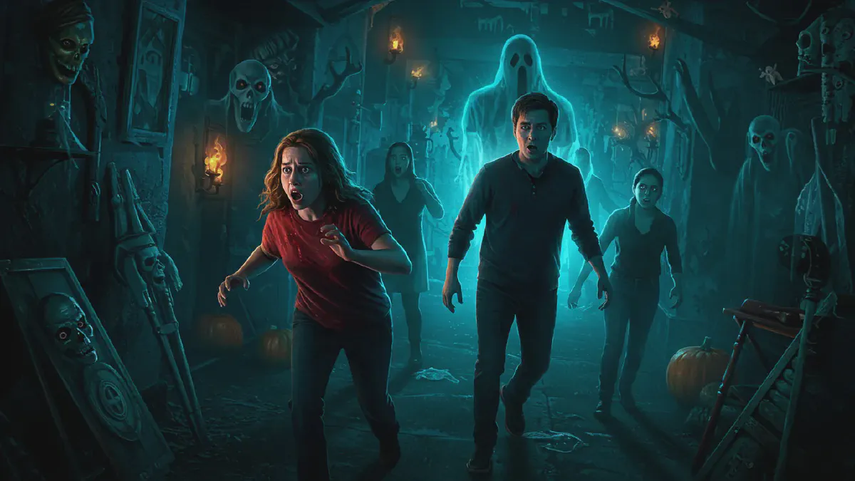 Spooky haunted house scene in Columbus Spooky haunted house scene in Columbus